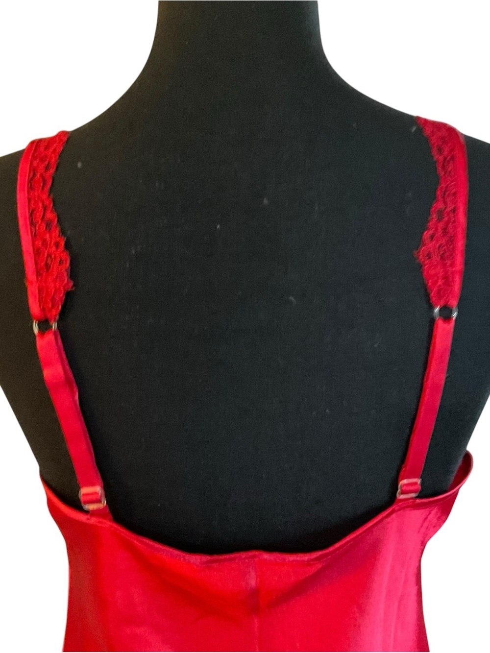 Victoria’s Secret Red Satin Lace Maxi Nightgown Slip Dress Gown M - Picture 3 of 7
